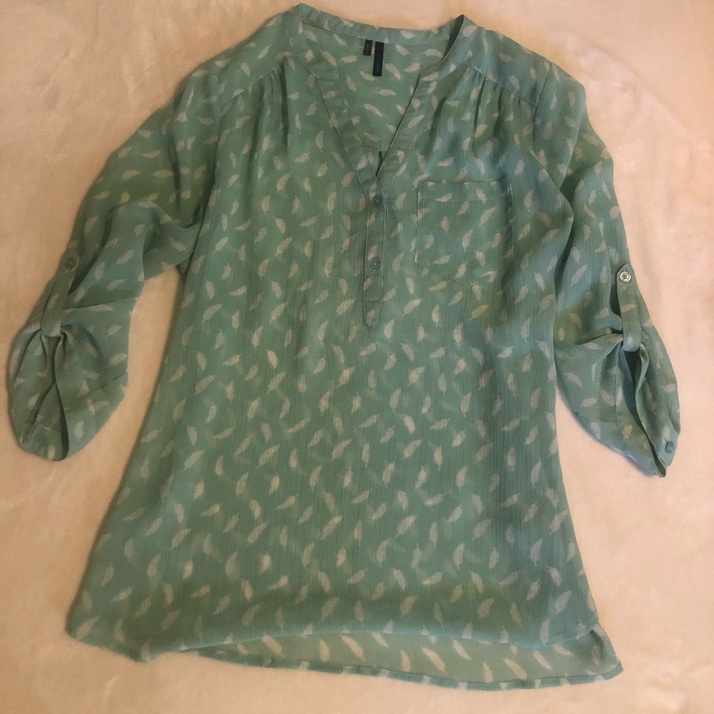 Maurices mint sheer feather blouse